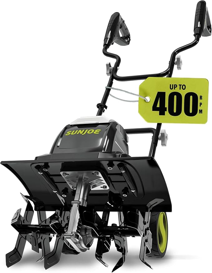 Sun Joe Corded Electric Garden Tiller & Cultivator with Steel Tines, 15.7", 15A Motor, Heavy-Duty Tilling Machine for Lawn, Yard, & Gardening, TJ605E