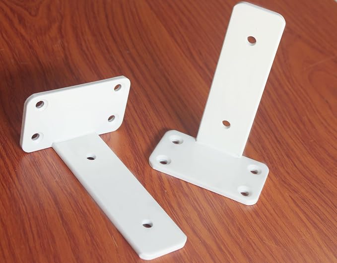 6 Pack - 6 inch White Hidden L Shelf Bracket (1/5 Inch Thicked) Iron Floating Shelf Brackets Rustic Industrial Metal Brackets for Shelf Support
