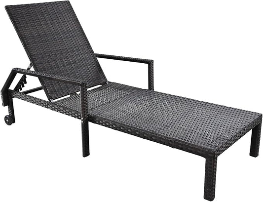 Outdoor Chaise Lounge Chair - Low-Maintenance, All-Weather Rattan Adjustable Recliner for Pool, Patio & Garden (1)