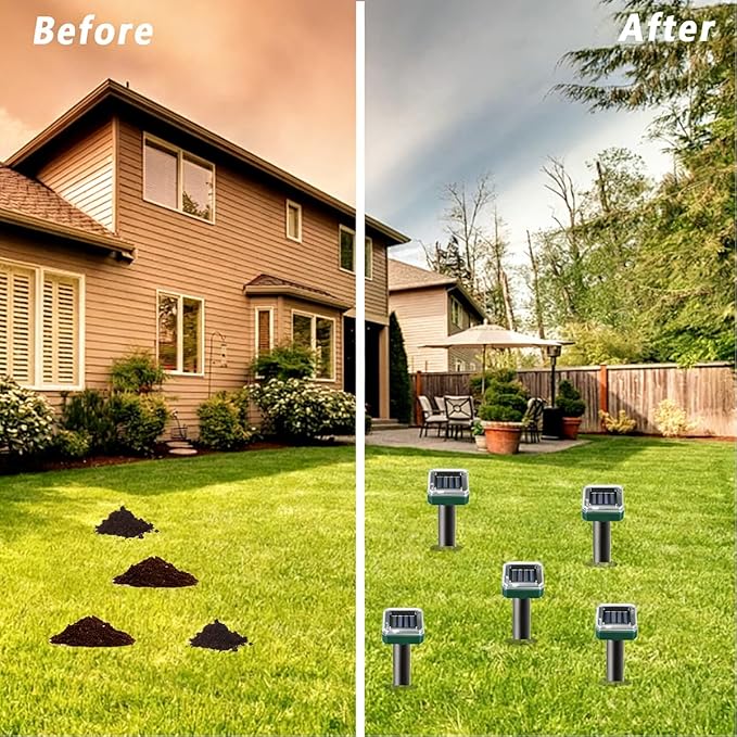 Mole Repellent 10 Packs Solar PoweredSnake Repellent Ultrasonic Vole Snake Repeller for Lawns and Yards Waterproof Outdoor Gopher Repeller Effective for Garden