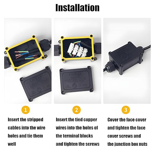 2 PCS IP68 Waterproof Junction Box Outdoor, 2 Way Electrical Enclosure, 2 Port Outdoor Cable Connector for Landscape/Garden/Holiday Lights (Halloween Christmas)