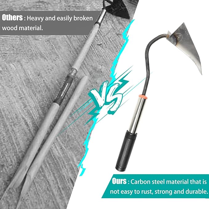 Steel Triangle Garden Hoe Hand Plow Hoe for Backyard Weeding,Warren Hoe Tough Welded Hoe, Loosening,Farm Planting,Dig a Hole，6-Inch Welded Steel Head, 54-Inch Stainless Steel Handle