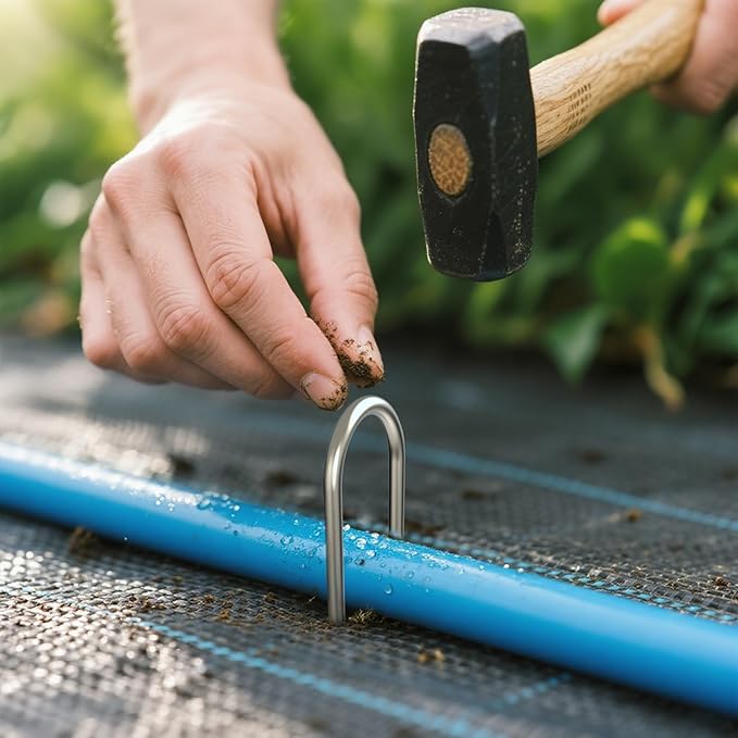 MySit 12 Inch 12 Pack Heavy Duty U Shaped Garden Stakes, 11 Gauge Galvanized Fence Stakes Landscape Staples Metal Yard Stakes for Ground, Drip Hose, Inflatables, Outdoor Decorations