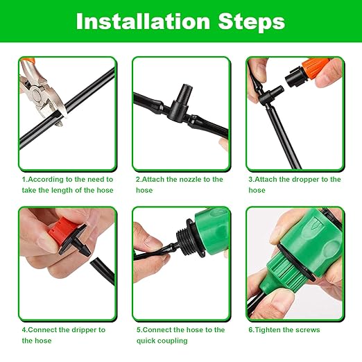 Garden Drip Irrigation Kit,98FT Greenhouse Micro Automatic Drip Irrigation System Kit with 1/4 inch Blank Distribution Tubing Hose Adjustable Patio Misting Nozzle Emitters Sprinkler