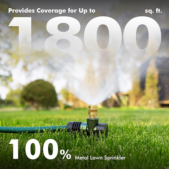 RESTMO 2 Pack Heavy-Duty Full-Metal Lawn Sprinkler for Yard with Durable Brass Nozzle, Premium Spike Base, 360° Large Area Coverage Lawn Sprinkler for Patio and Garden Irrigation