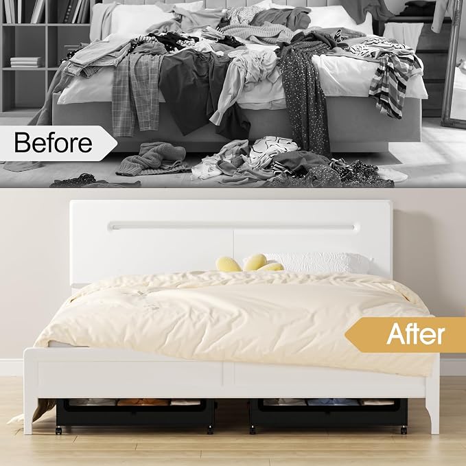 Yecaye 60L Under Bed Storage with Wheels, 2 Pack, Black