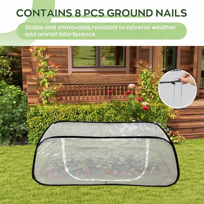 Greenhouse Cover for Raised Garden Bed-45''x22''x18'' Raised Bed Cover Freeze Protection with Zipper Door in Winter,Seedlings Plants Growth Cover Against Pests & Animals in Spring