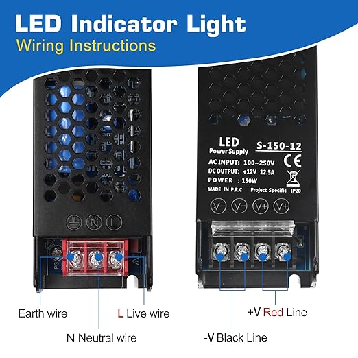 LED Driver 12V 150W 12.5A Slim LED Power Supply, AC 100-250V to 12V DC Adapter, Constant Voltage LED Transformer for Strip Lights, Bulbs, Garden and Cabinet Lights