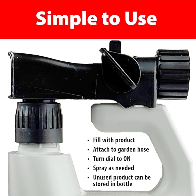 Hose-end Sprayer - 80:1 Ratio [2 Pack] - 32oz Re-usable, Multipurpose Lawn & Garden Sprayer for Liquid Fertilizer, Weed Killer, Pest Control, Fungicide, Car Wash Soap, and More