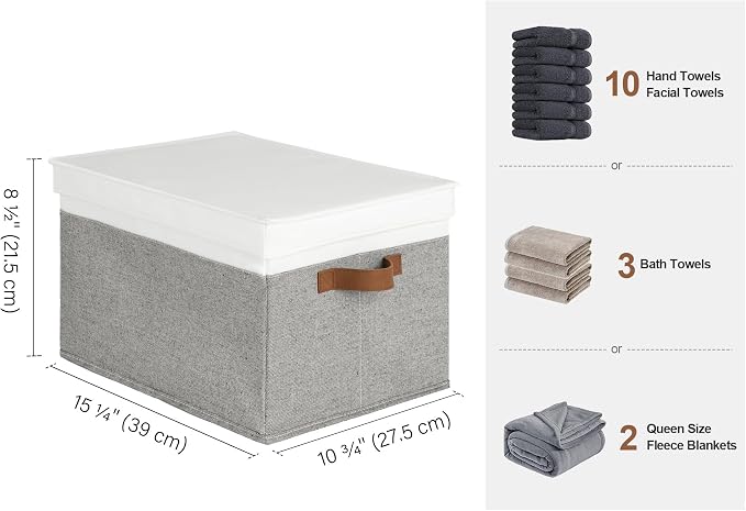 StorageWorks Fabric Storage Bins with Lids, Closet Storage Bins