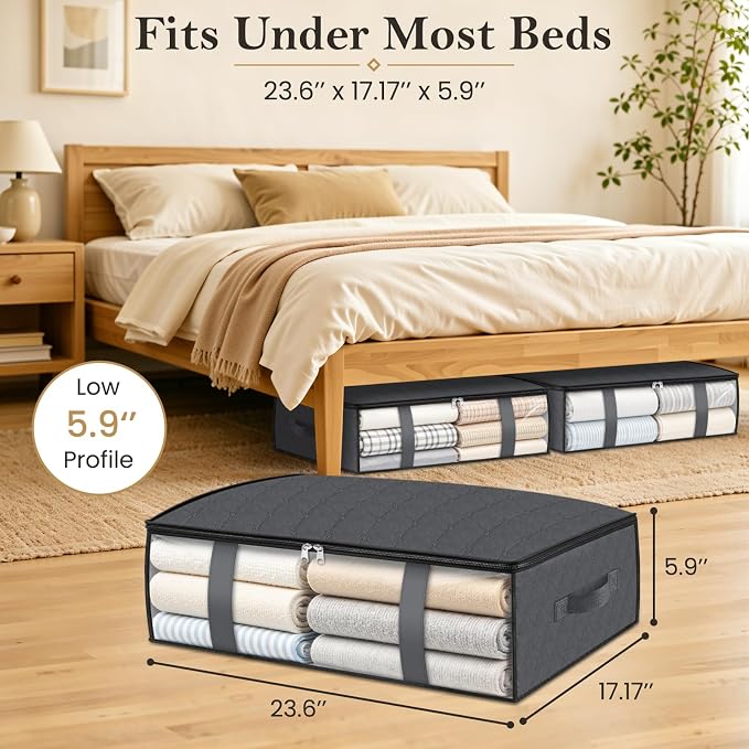 StorageRight Under Bed Storage Bags, 2 Pack, 40L, Gray