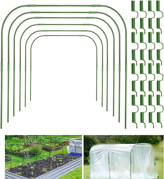 Greenhouse Hoops Grow Tunnel,6 Sets Garden Hoops for Raised Beds, Rust-Free Plant Hoops Frame for Row Cover Plant Shade Cloth, DIY Plant Support Garden Stakes,Garden Tunnel Row Cover Hoops Kit