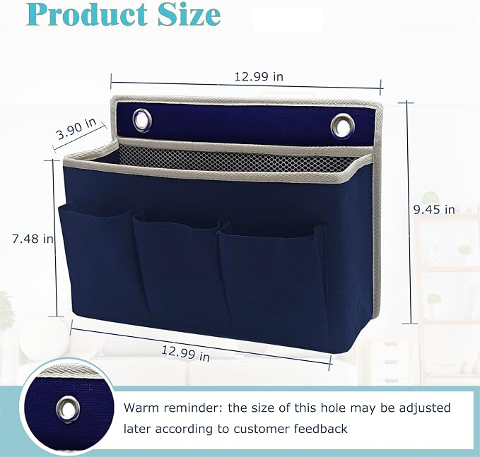 2-Pack Wall Hanging Organizer Bag/Hanging Baskets with Large Mesh Compartment & 3 Pockets，Over the Door Hanging Organizer Space Saving Storage for Bedroom,RV Camper, Closet (Navy Blue -2 Pack)