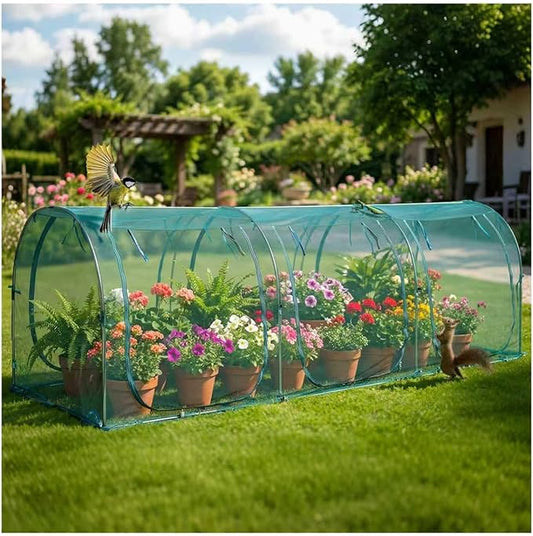 148x49x49inch Crop Cage Portable Tunnel Plant Netting Cover Tomato Netting, 4 Roll-Up Zipper Door Garden Cage, Bug Netting Cover for Vegetables & Fruits, Durable Raised Garden Bed Covers