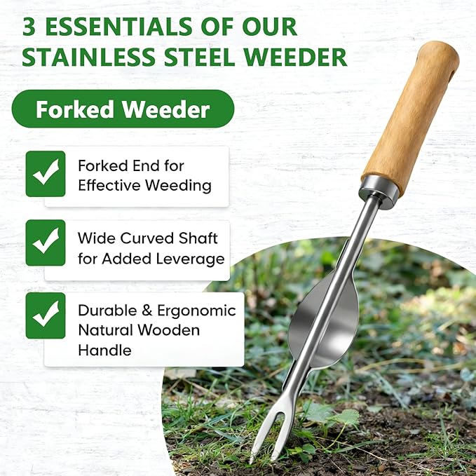 Weed Puller Tool, 2 Pack Garden Tools with 4 Teeth Weed Puller and Uprooting Weeding Tool for Garden, Patio, Lawn, Flower Beds and Sidewalk