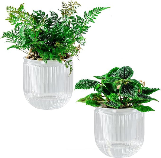 Melphoe Self Watering Pots for Indoor Plants Planter, 4.3 Inch 2 Pack Planters Self Watering Plant Pots for Flower, Houseplants, Succulent, African Violets and Cactus with Drainage