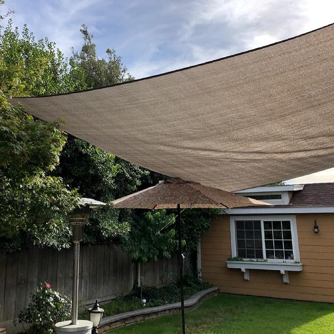 Shade Sail Sun Shade Cloth 9'9"x9'9" Rectangle Outdoor Canopy Outside Sunshade Awning Cover Privacy Screen Net UV Block for Patio Pergola Gazebo Porch Backyard Lawn Garden Outdoor Activities