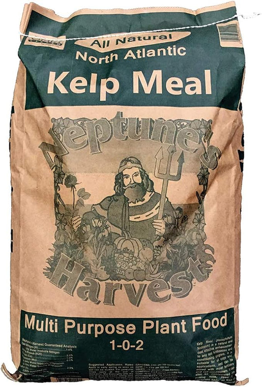 Neptune’s Harvest Organic Kelp Meal Plant Food (1-0-2) - 50 lb Resealable Bag - Multi-Purpose Seaweed Fertilizer - Indoor & Outdoor Plant Fertilizer for Lawns, Gardens, Vegetables & Bulbs