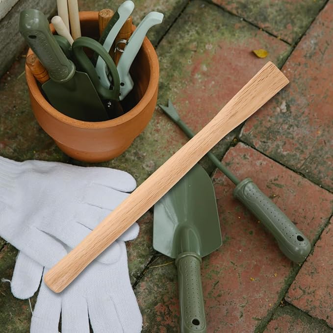 POPETPOP 14.6 Inch Wooden Garden Hoe Handle Replacement Sturdy Grip for Lawn Care and Hand Tool Repair
