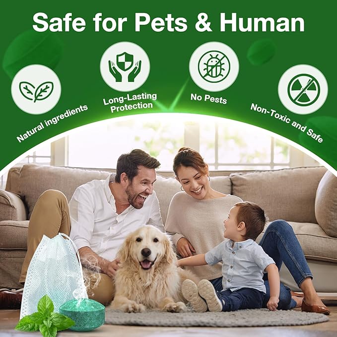 Mouse Rodent Repellent, 12 Pack Peppermint Oil Mouse Traps for Rat Mice, Ant, Roach, Spider, Squirrel, Nature Mouse Deterrent for Indoor Outdoor Use, for Garden & Home, Family & Pet Safe