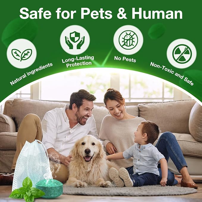 Mouse Rodent Repellent,25 Pack Peppermint Oil Mouse Traps for Rat Mice, Ant, Roach, Spider, Squirrel, Nature Mouse Deterrent for Indoor Outdoor Use, for Garden & Home, Family & Pet Safe 02