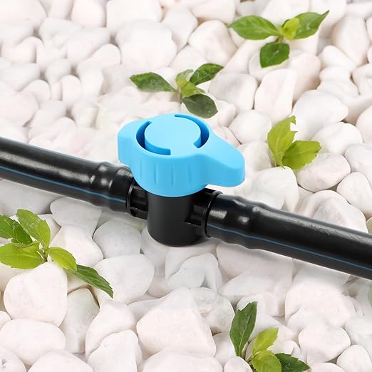 RedChili 10 Pack 1/2 Inch Irrigation Shut Off Valves, Drip Irrigation Barbed Shutoff Valve for 1/2 Inch Drip Irrigation Tubing 16mm Shut-Off/On Valve Regulate Water Flow, Male x Male