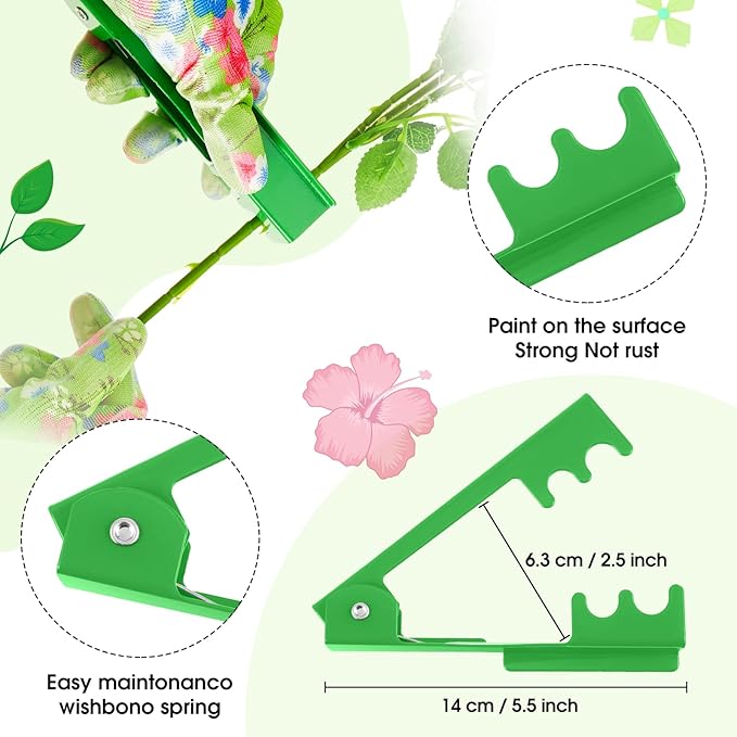 14 Pcs Valentine Rose Stripper Thorn Remover Tool Garden Pruning Shears Scissors Kit Leaf Stripping Tool Floral Gloves and Floral Tape Flower Stripper Kit Gift for Wedding Outdoor Gardening(Green)