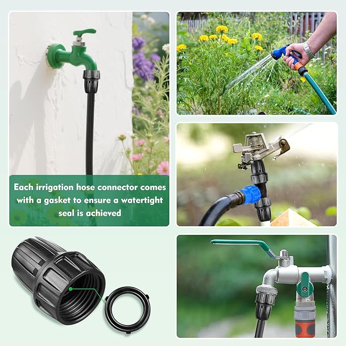 4Pcs Drip Irrigation Hose Connectors, 3/4 to 1/2 Faucet to Hose Adapter, 3/4" Faucet to1/2" Irrigation Tubing drip irrigation connectors