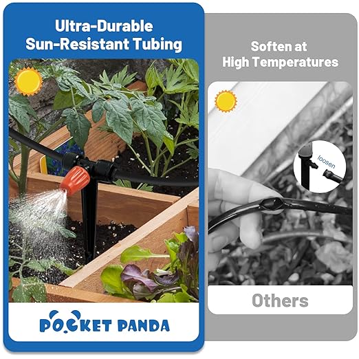Mist Drip Irrigation System for Garden Watering 60FT, 1/2" & 1/4" Quick-Connect Micro Misting kit for Greenhouse, Plant, Lawn, Raised Bed, Vegetable, Flower. Hanging or Inground Misters Sprinkler