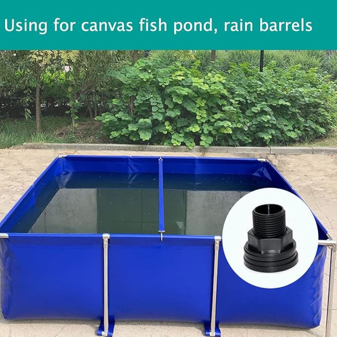 PVC Bulkhead Fitting Double Threaded Bulkhead Water Tank Connector for Rain Barrels, Aquariums, Water Tanks, Tubs, Pools, Spigot, Black, 3/4 Inch Male 1/2 Inch Female (4 Pieces)