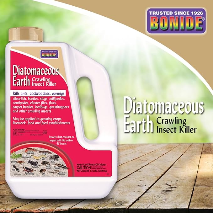 Bonide Diatomaceous Earth Crawling Insect Killer, 1.3 lbs. Fast Acting and Long Lasting Pesticide for Indoor or Outdoor Use