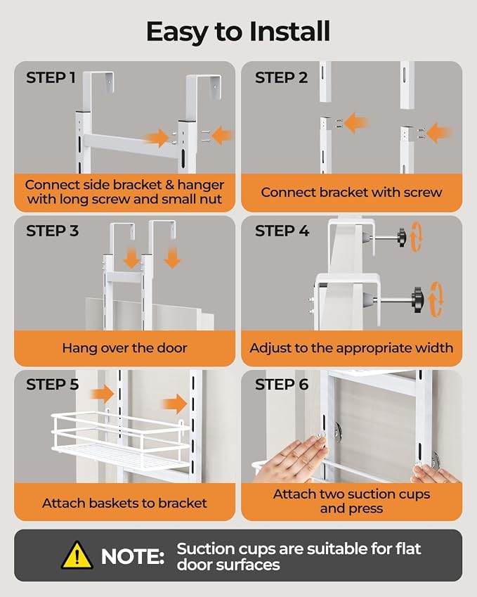 5-Tier Narrow Pantry Door Organizer,Over the Door Pantry Organizer,White