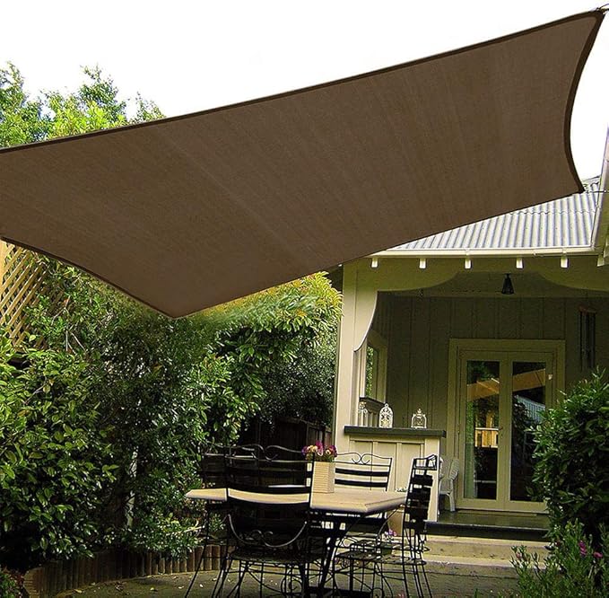 Shade&Beyond Custom 10'x14' Sun Shade Sail Canopy Rectangle UV Block Breathable Curved Sunshade for Backyard Yard Deck Outdoor Facility and Activities, Mocha (We Make Custom Size)