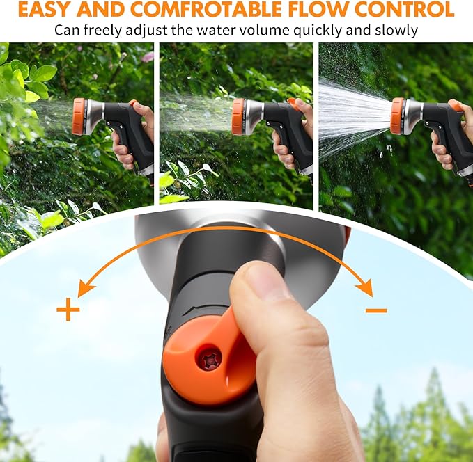 Garden Hose Nozzle,Hose Spray Nozzle with Water Volume Control Valve,High Pressure Water Hose Nozzle Sprayer with Adjustable 10 Patterns for Plants & Lawns Watering,Car Washing and Pet Showering