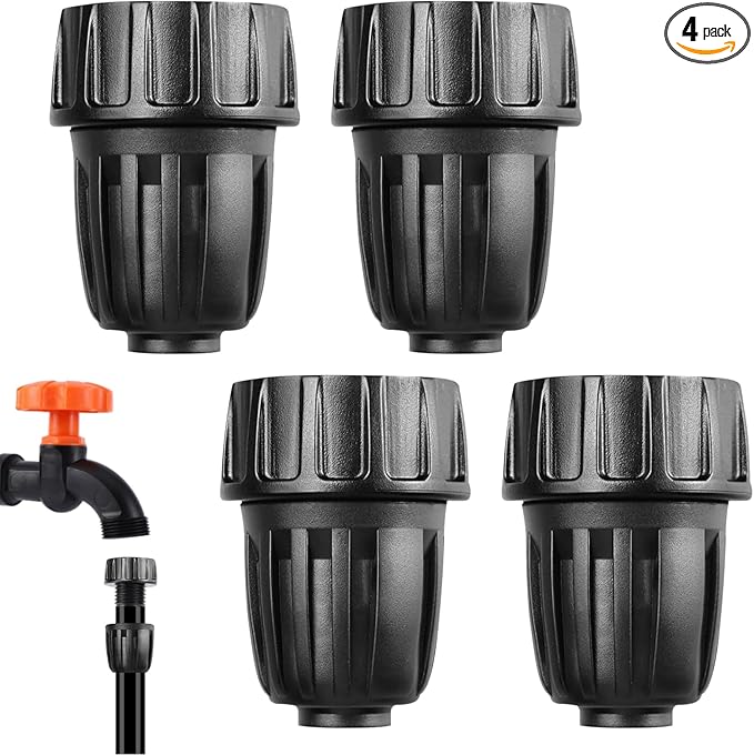 4Pcs Drip Irrigation Hose Connectors, 3/4 to 1/2 Faucet to Hose Adapter, 3/4" Faucet to1/2" Irrigation Tubing drip irrigation connectors