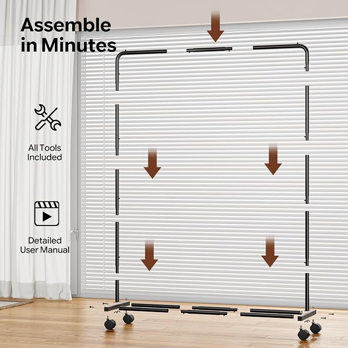 Simple Trending Clothing Rack for Hanging clothes, Portable Garment Rack with Bottom Shelf, Metal Clothes Rack on Wheels for Bedroom, Laundry Room, Black (Pack of 3)
