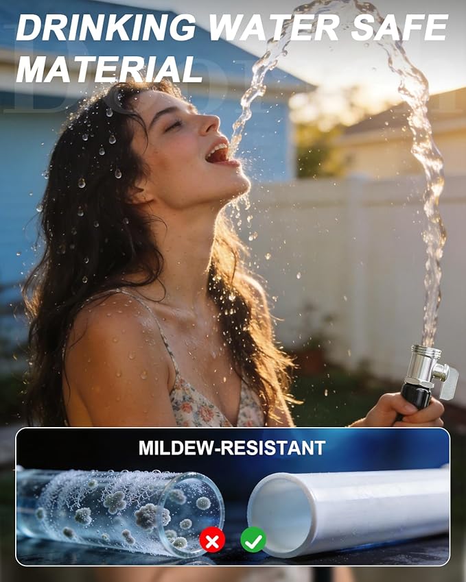 Garden Hose, Lightweight, Ultra Flexible, Durable, Kink-Free Water Hose with Valve - Made of TPU, Drinking Water Safe Material, Non-Shrinking, Easy to Store, All-Weather, Black (100 FT)