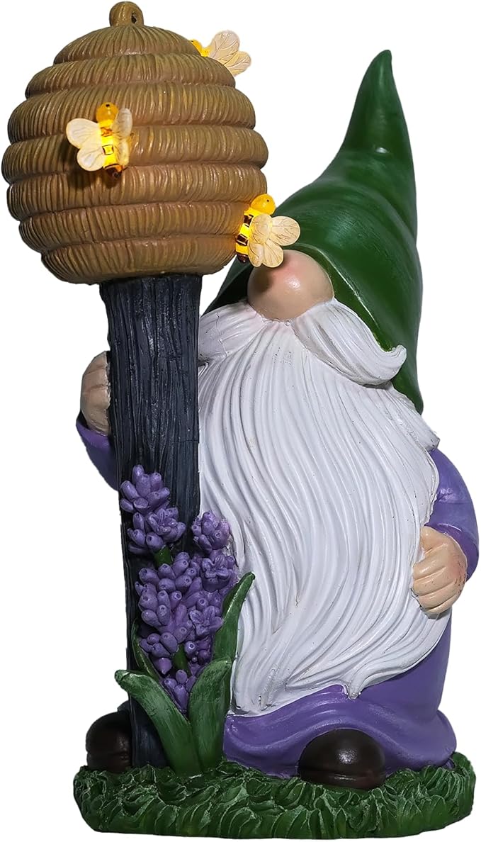 Zayton Solar Garden Outdoor Gnome Statues Yard Resin Decoration Gift Handmade Housewarming Gift for Patio Yard Lawn Waterproof Cracking