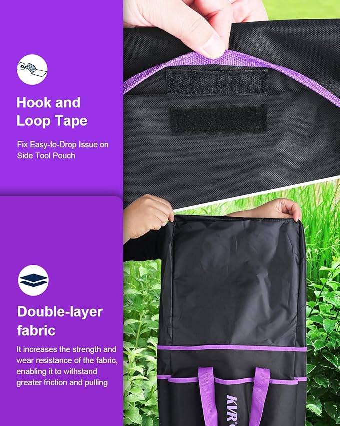 Garden Stool & Kneeler 7-Piece Set with 3 Aluminum Tools, Double-Layer Tote Bag & 2 Side Pouches - Foldable Gardening Bench Kit - Ideal Gifts for Women Mom Seniors (Purple)