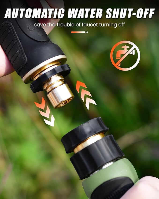 RAINPOINT Garden Hose Nozzle, 9 Spray Patterns Hose Sprayer Nozzle, Heavy Duty Metal Water Hose Nozzle, Adjustable Hand Sprayer, Watering Plants and Lawn, Pet Showering, Orange