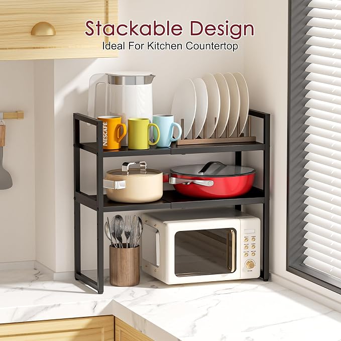 2 Pack Expandable Storage Shelves,100LBS Heavy Duty Metal Shelving Units