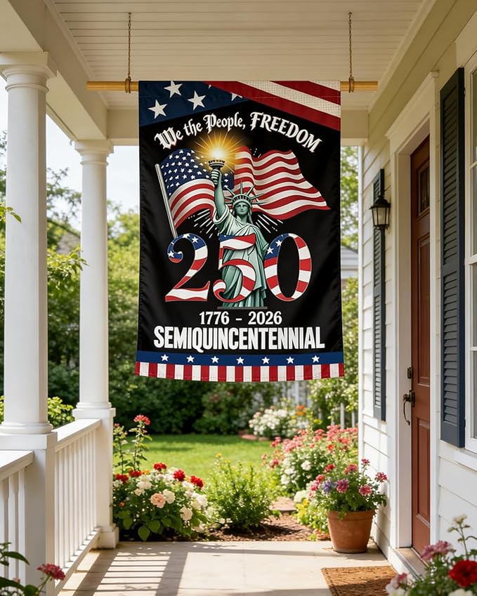250 Years America Garden Flag, 250th Anniversary USA Patriotic 4th of July Double-Sided Waterproof Banner with Freedom Yard Sign, We The People, 1776-2026 Commemorative, 28 x 40 Inch