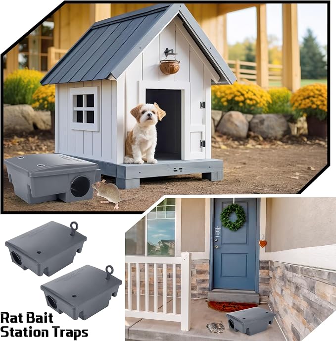 Qualirey 12 Packs Rat Bait Stations Rat Bait Box with Keys Outdoor Mouse Rodent Trap Mice Baits Stations Bulk for Outdoor Indoor Use Keeps Pets and Children Safe (Grey)