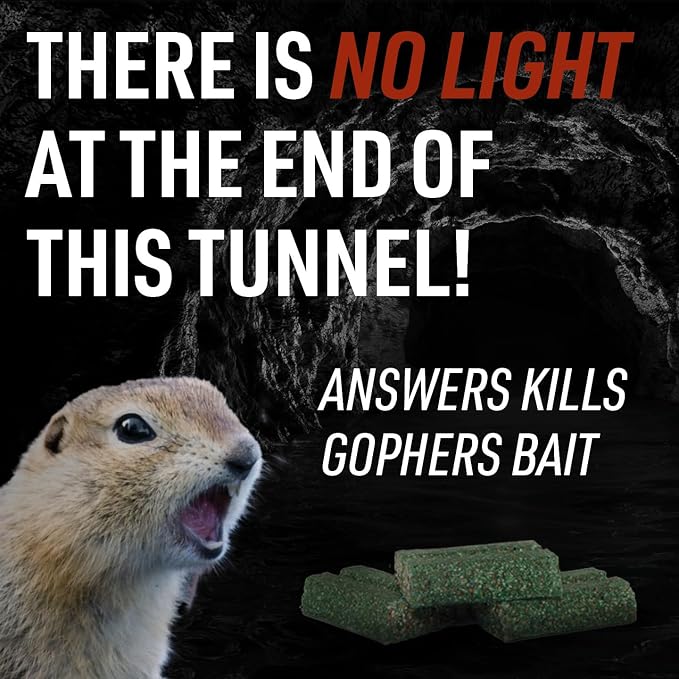 Answer Pocket Gopher Control – 16oz Rodenticide Bait for Effective Pocket Gopher Management, Easy-to-Use, Long-Lasting Protection | Grain-Based Rodenticide Bait; Place Directly in Active Burrows; Long-Lasting Pocket Gopher Control
