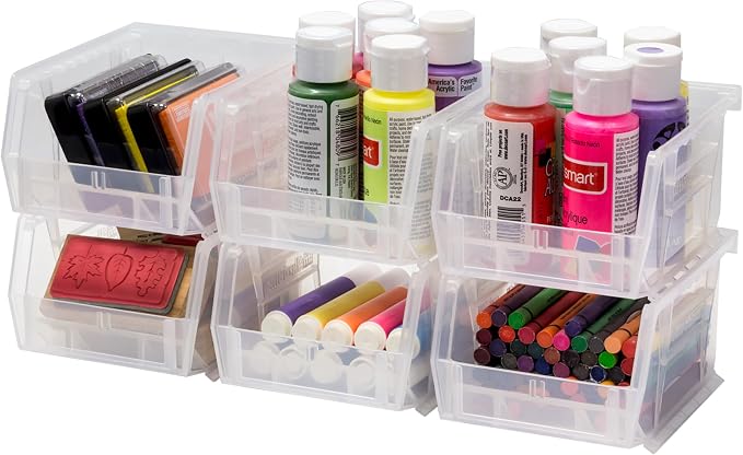 Akro-Mils 30210 AkroBins Plastic Storage Bins, 5"x4"x3", Clear, 6-Pack