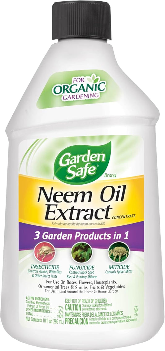Garden Safe Neem Oil Extract Concentrate, For Organic Gardening, Fungicide, Insecticide, Miticide, Neem Oil For Plants, 10 fl Ounce