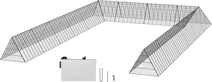 VEVOR Chicken Tunnels for Yard, DIY Metal Poultry Playpen for Outside with Waterproof Cover & Corner Frames, 2 Sets, 236.2 x 157.5 x 24.2 inch(LxWxH), Also Widely Used for Ducks, Rabbits, Geese Coop