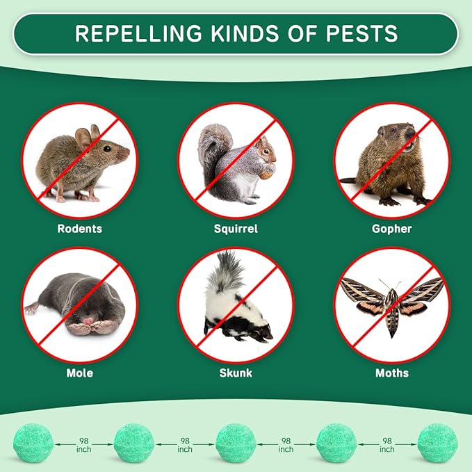 Rodent Mouse Repellent Balls 28 Pack, Moth Balls for Rodents Mouse Deterrent, Peppermint Oil Pest Control for Rodents, Squirrels, Skunk, Mole, Gopher, Pets Safe, Indoor and Outdoor Use