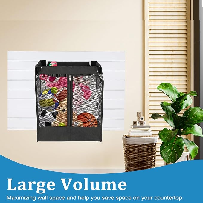 Kokone Wall Hanging Basket for Slat Walls- Mesh Storage Basket for Slatwall, Sport Balls Storage Organizer for Garage Slat Walls, Slatwall Accessories Storage Bin for Home Shop Garage Gym, 16x12x17 IN