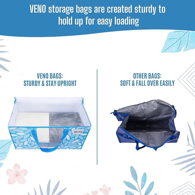 VENO Moving Bags, Wide Open Top, Clear Window, Spring Breeze, 6 Pack